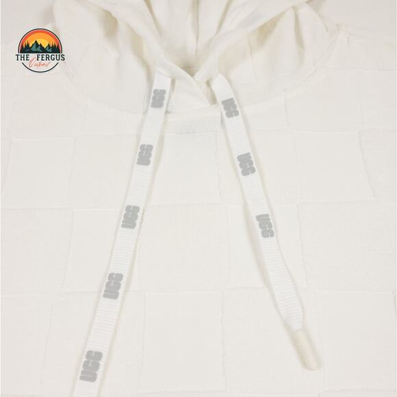 UGG Women’s Kassey Hooded Dress White Check Cotton Blend Cover Up XS - Picture 4 of 12